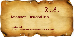 Kremmer Armandina névjegykártya